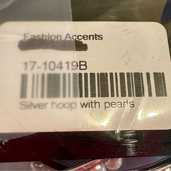 NWT Fashion Accents Earrings - Big Hoops silver tone covered in faux pearls - Picture 12 of 12